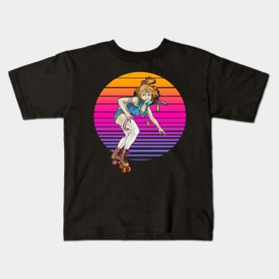 Neon Sunset Skater Kids T-Shirt